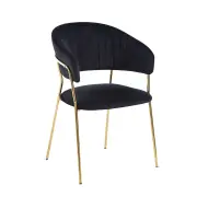 Krzesło tapicerowane czarny nogi złoty K4-FX